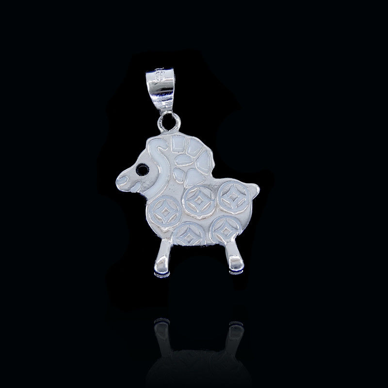 Cute Children Silver Jewellery / Chinese Culture Silver Sheep Pendant For Girls